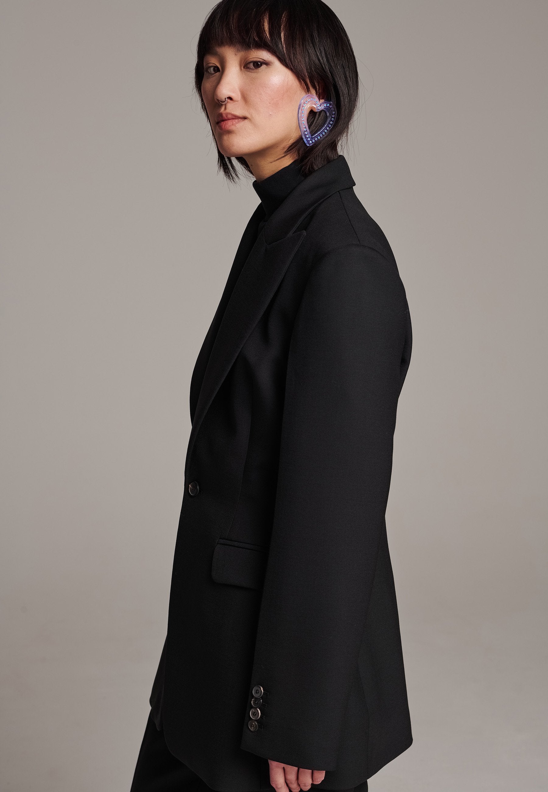 amyrowleyy styles the Eden Boucle Crop Jacket with black wide leg pants for  the perfect workwear chic