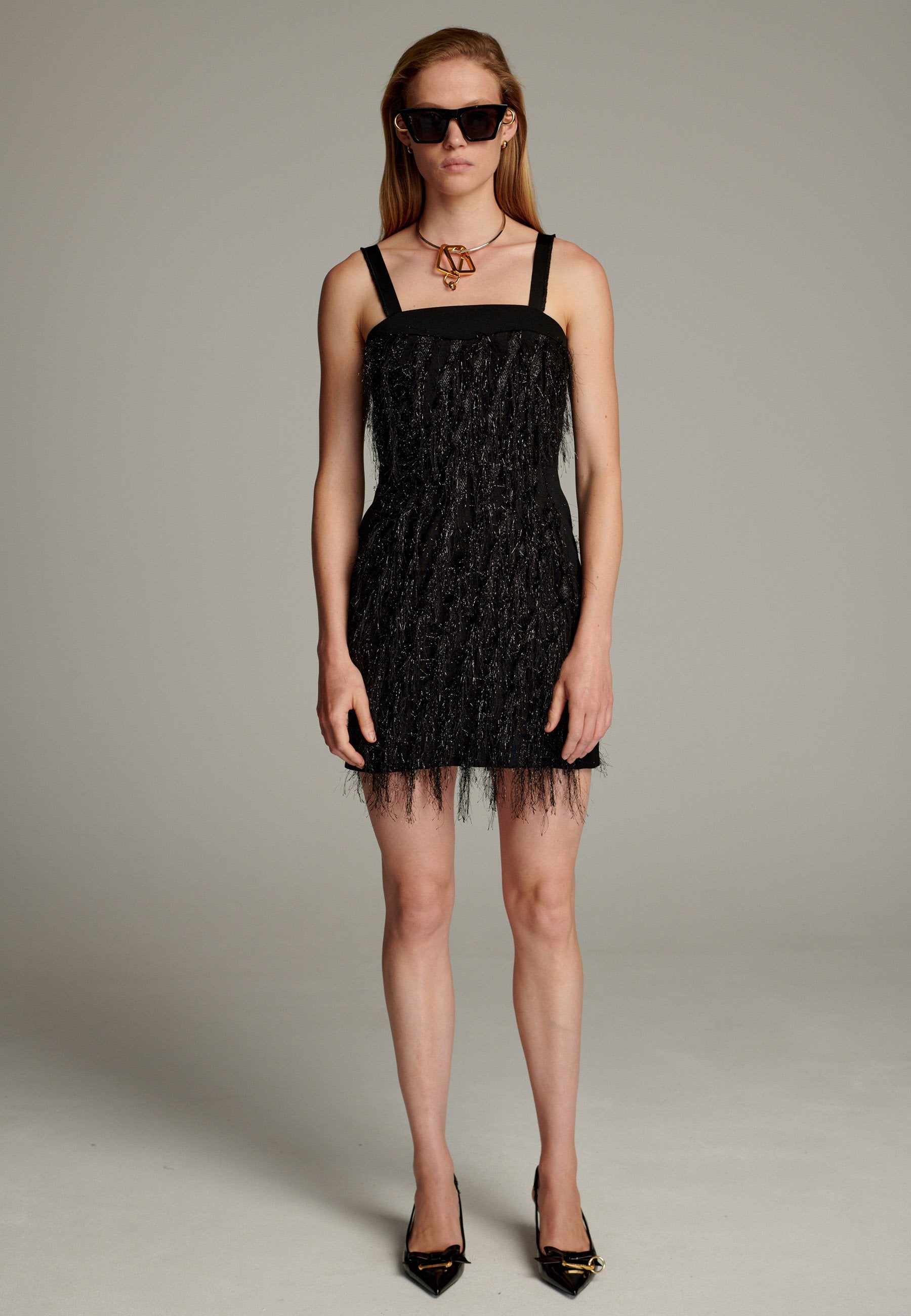 chain cocktail dress AKIRA Stand Out Chain Mini Dress | Black