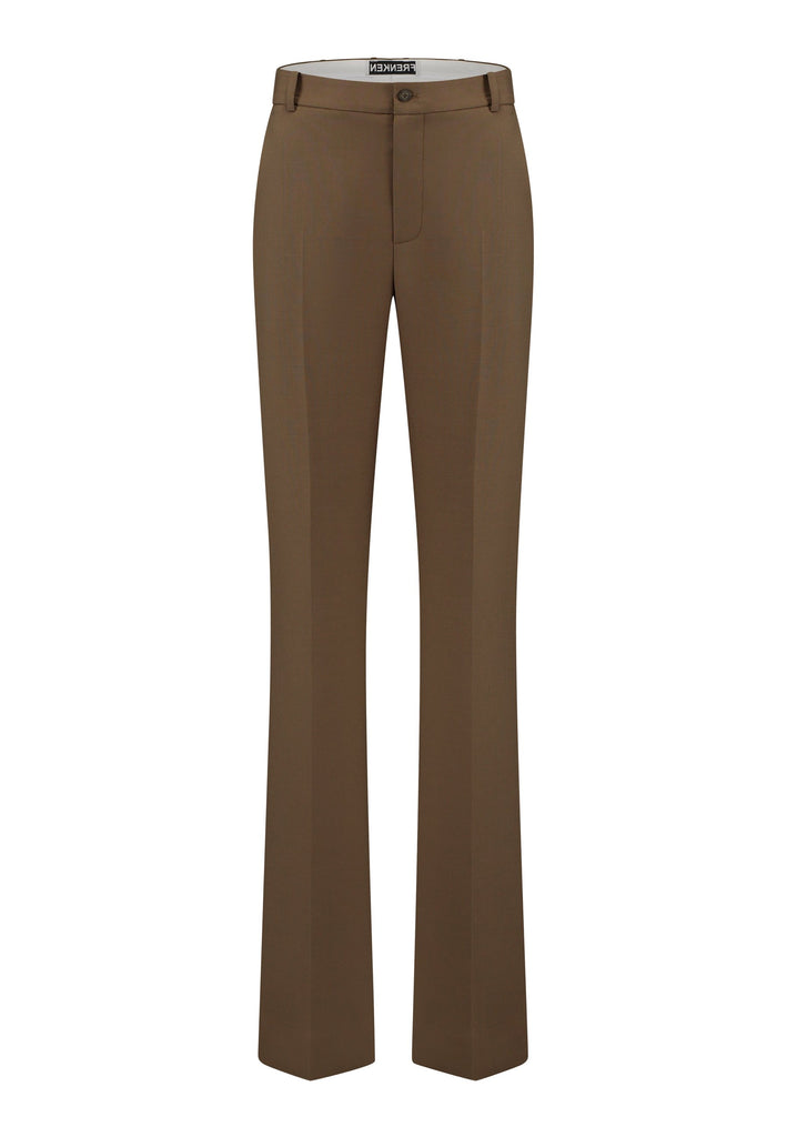 Discover unparalleled elegance with this structured bell-cut pant, perfectly tailored for a refined yet contemporary silhouette. Designed by Frenken, this piece offers a slightly oversized fit that combines effortless style with understated fashion. You were searching for the perfect everyday pant—one that seamlessly blends sharp tailoring with a touch of modern sophistication. Congratulations, you’ve found it. These trousers, inspired by menswear, are a standout addition to your wardrobe, ensuring you rock