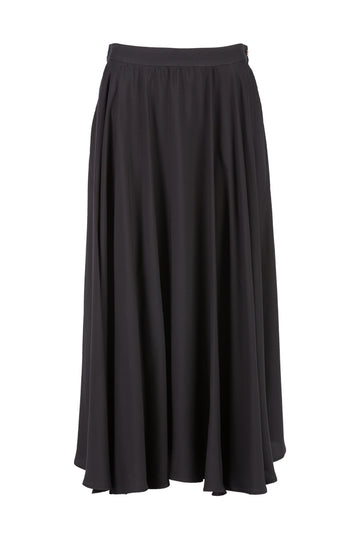 Black opal skirt. Flowy circle skirt with gathering at the waistband. Side pockets and invisible side zip. frenkenfashion.com