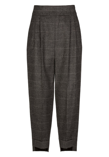 Turn | Pants | Grey Melange. Women clothes. High waist cropped pants. Detailed with double pleat and an uneven step hem.