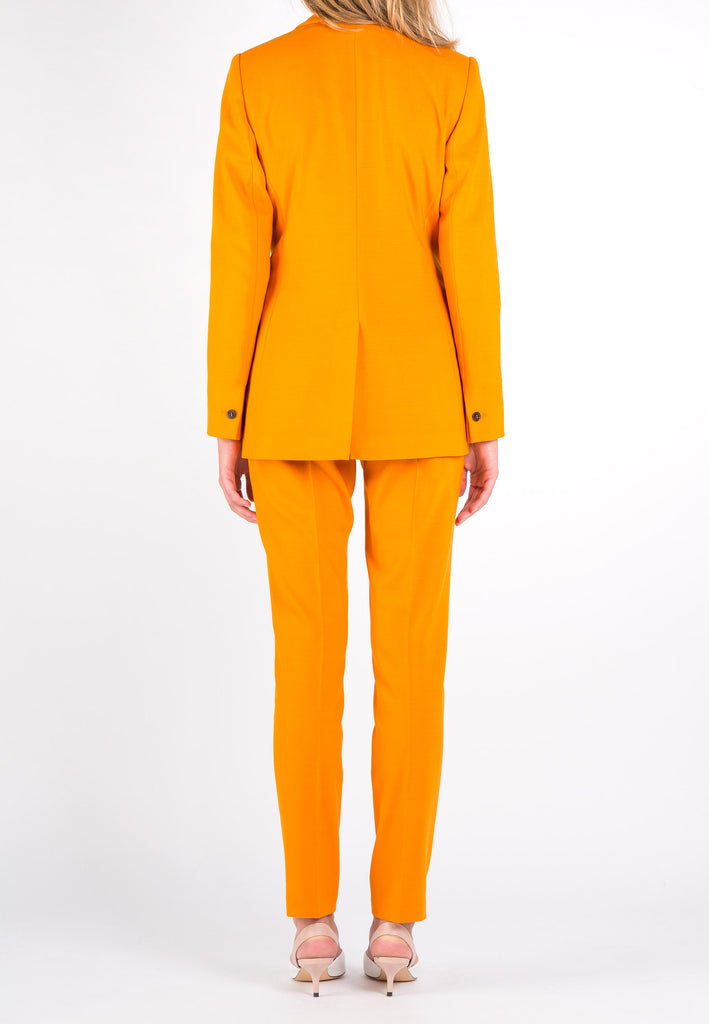 Lean pants, mandarin color. Light wool cigarette pants with belt loops, zipper closure. Back welt pocket. frenkenfashion.com