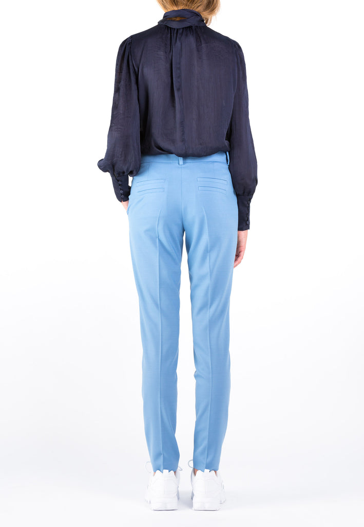 Lean pants, ice color. Light wool cigarette pants with belt loops, zipper closure. Back welt pocket. frenkenfashion.com