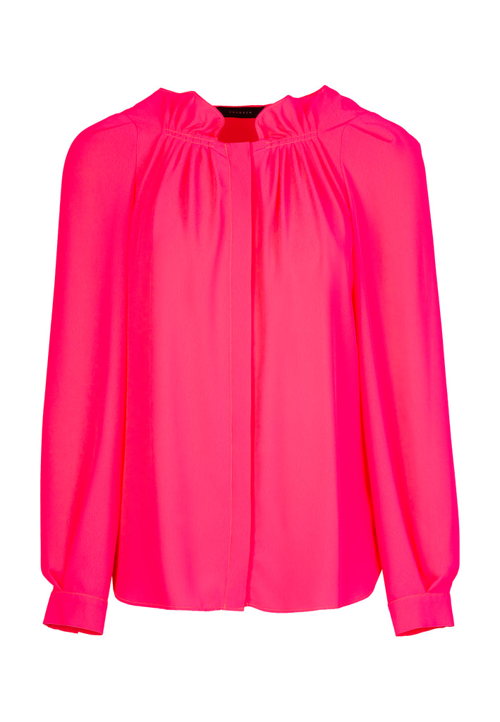 Smock | Top | Hot Pink. Relaxed fit flowy top. Detailed with smocked at hem. 100% Polyester.
