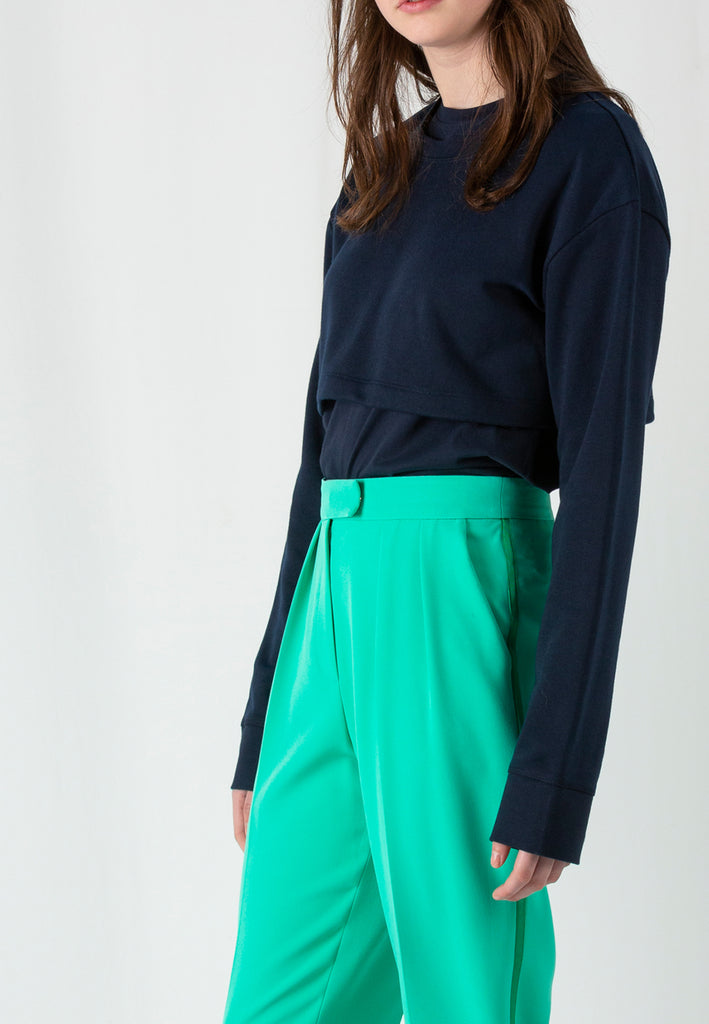 More | Top | Dark Navy. Double layered soft jersey top. Amsterdam fashion