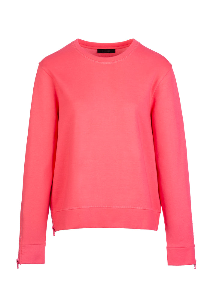 Fun | Top | Coral. A cool easy wearing relaxed fit sweater detailed with a bolt zip in the waist and at both cuffs.