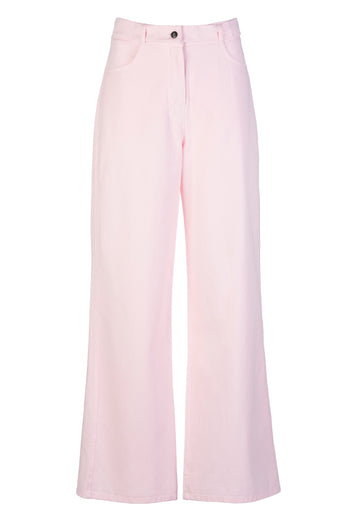 Soft pink tuck pants. 100% cotton. High waist relaxed fit wide leg pants. Dutch women clothes