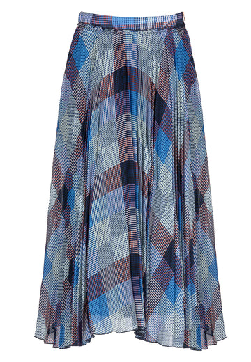 Twist | Skirt | Silver Blue Print. 100% Viscose. Loose fit digital printed georgette skirt fluid fit.