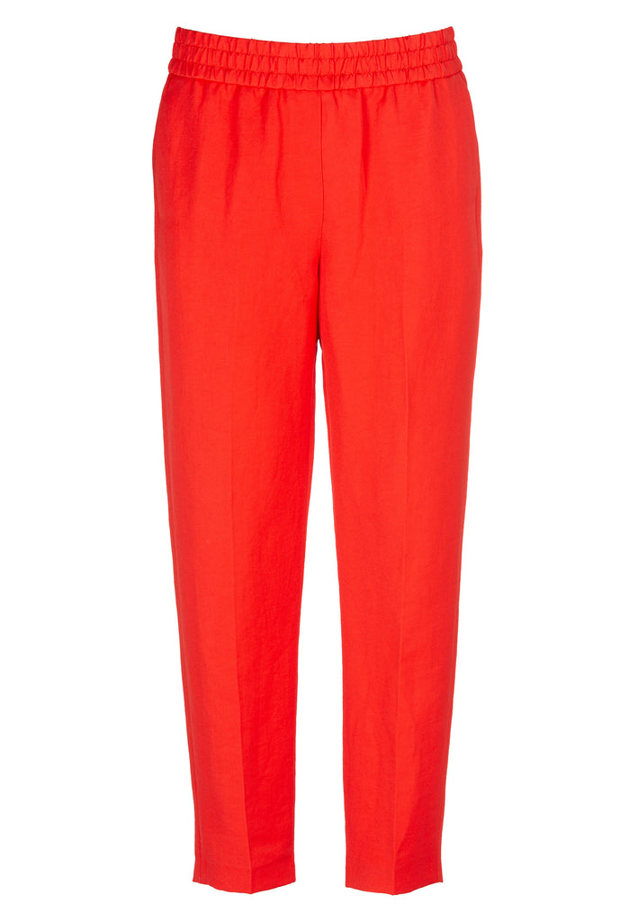 Flowed pants, fire red color. Super easy wearing flowy pants with an elastic waistband. frenkenfashion.com