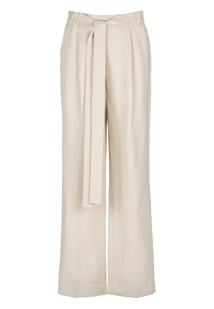 Strick | Pants | Oatmeal. Perfect straight leg long flowy pants. Detailed with an elasticated back waist with a self-tie belt you can knot the away you like. Two pleats and pockets cut from a linen blend. Amsterdam fashion