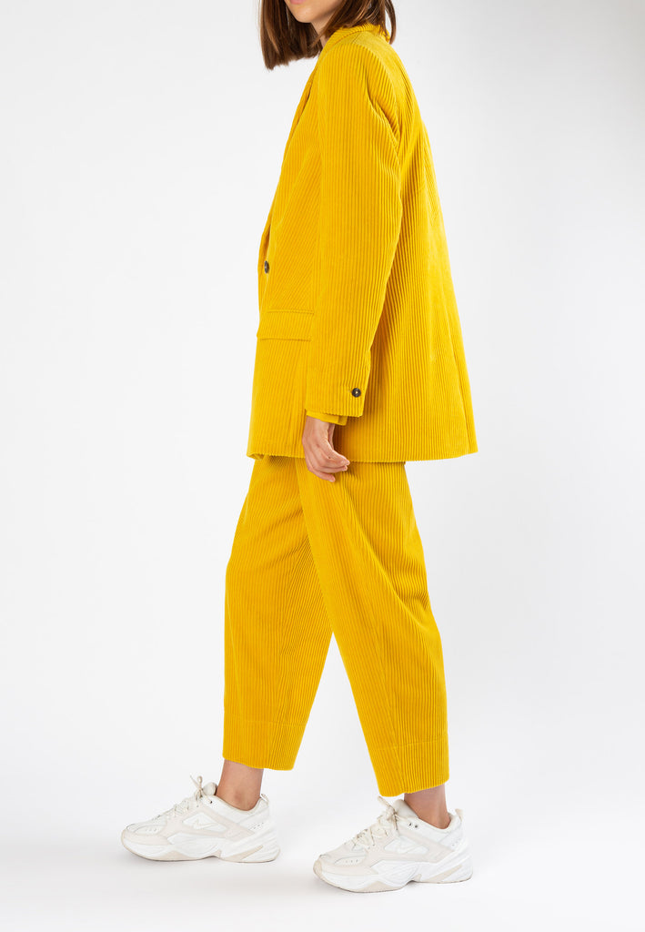 Ribbed | Blazer | Mustard. Double-breasted cotton-corduroy blazer. Menswear-inspired tailored flattering double-breasted shape with flap pockets, detailed with horns buttons and fully lined in satin so it slips on easily. Women clothes