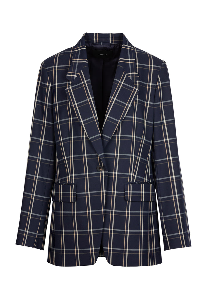 Driving check blazer, navy check color. This tailored blazer, man fitting inspired made in a navy plaid is perfect to wear with matching pants or over jeans, being an everyday basic to wear this season.