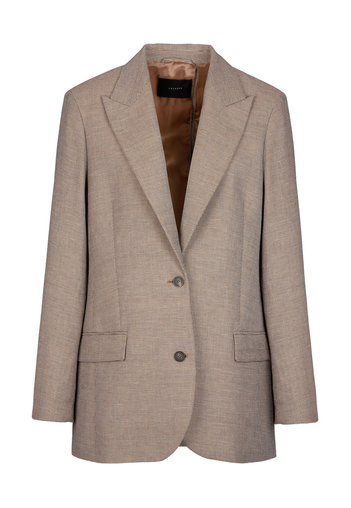 Sand check blazer. This tailored oversized blazer, man fitting inspired made in a earth shade check is perfect to wear with matching pants or over jeans, being an everyday basic to wear this season.