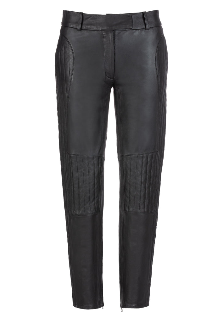 Black Belair trouser. Fit pants made of soft leather. This is the timeless piece you'll want to add into your wardrobe and to wear seasons to come. FRENKEN fashion brand.