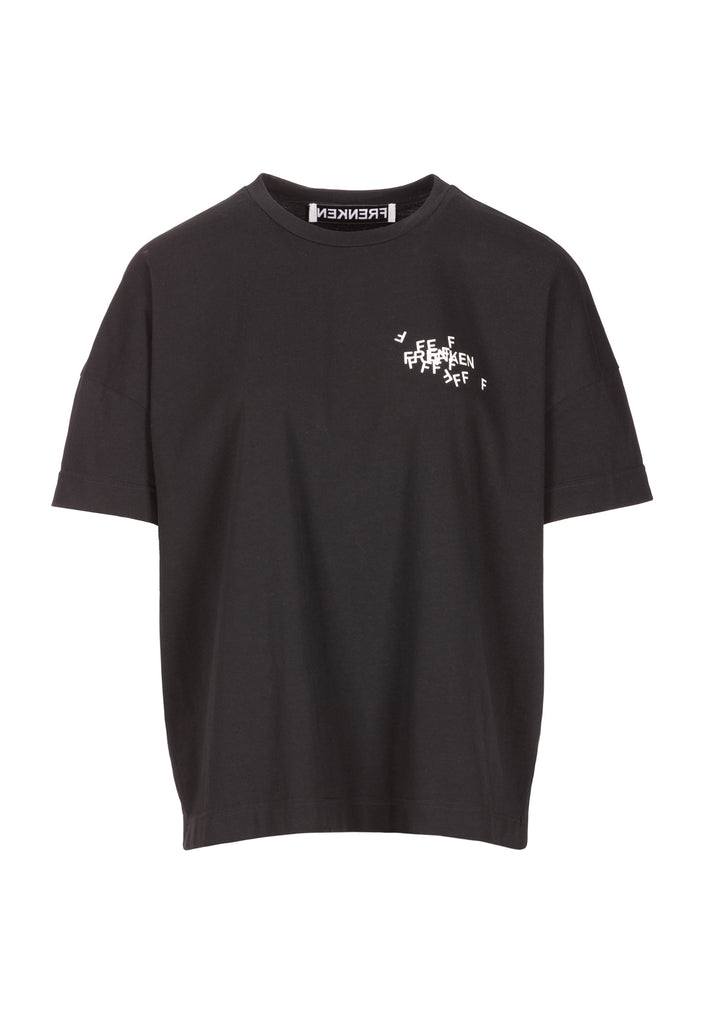 CUT jersey T-Shirt with cracked stamped logo in black. Cut for an oversized fit.