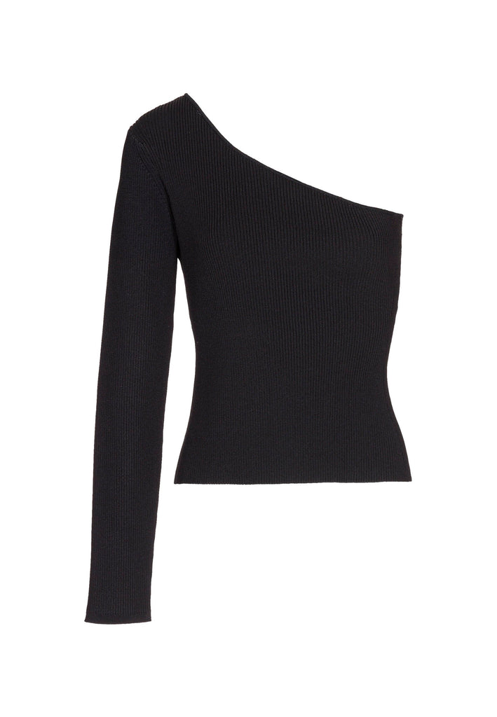 One-sleeve top in technical knit. Features asymmetric details and a stretchy effect for complete comfort. True to size.