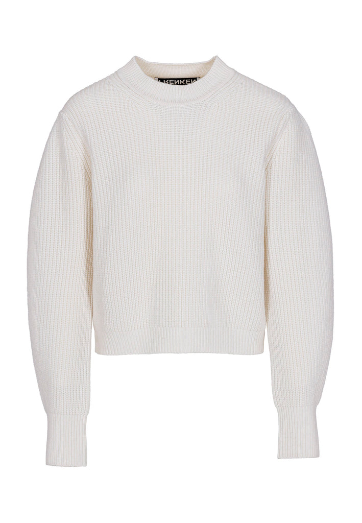 Knitted jumper in merino wool. Features a round neck, batwing sleeves, elasticated neck and cuffs and a stretchy effect for complete comfort. Fits oversized.