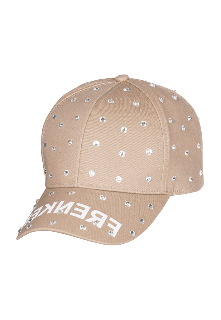 Cap accessory spiced-up with sprinkled dazzling Swarovski diamonds. Features stamped FRENKEN logo. Adjustable on the back.