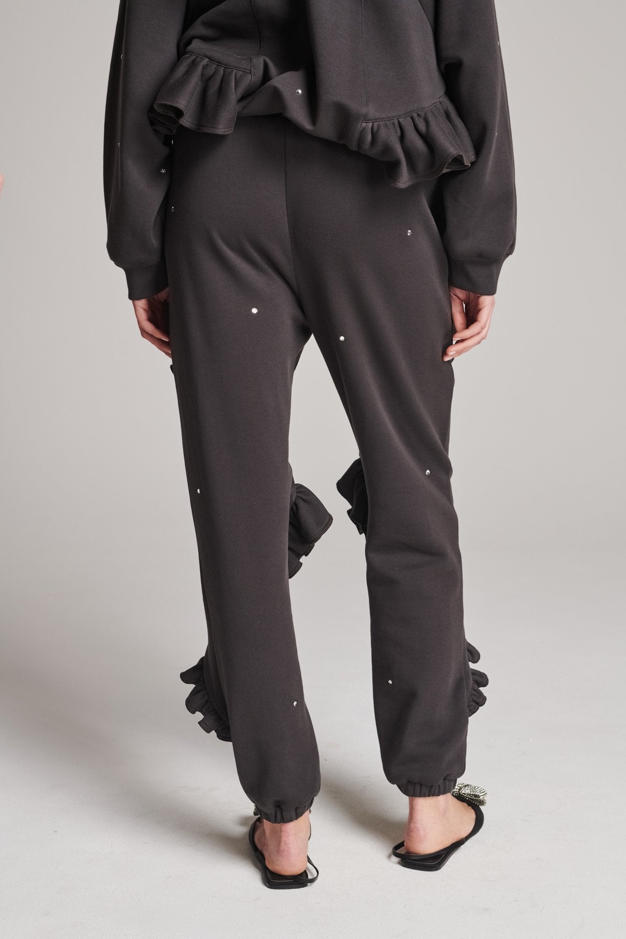 Ruffle Pants Dark Brown Swarovski – FRENKEN