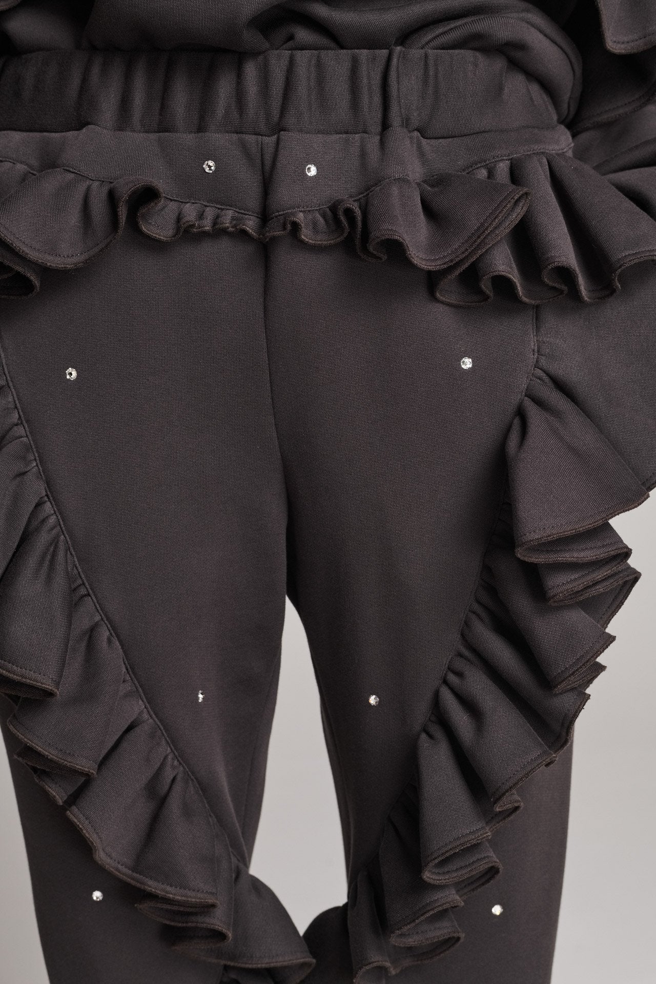 Ruffle Pants Dark Brown Swarovski – FRENKEN