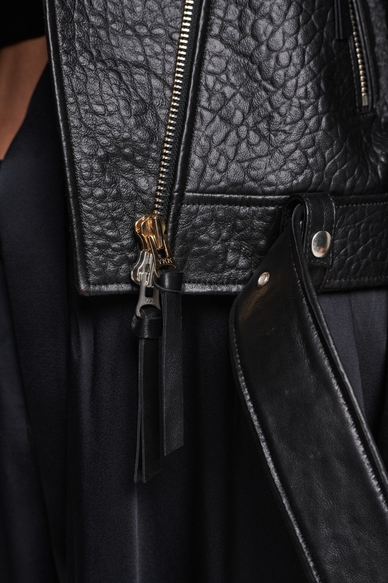 Black biker coat discount