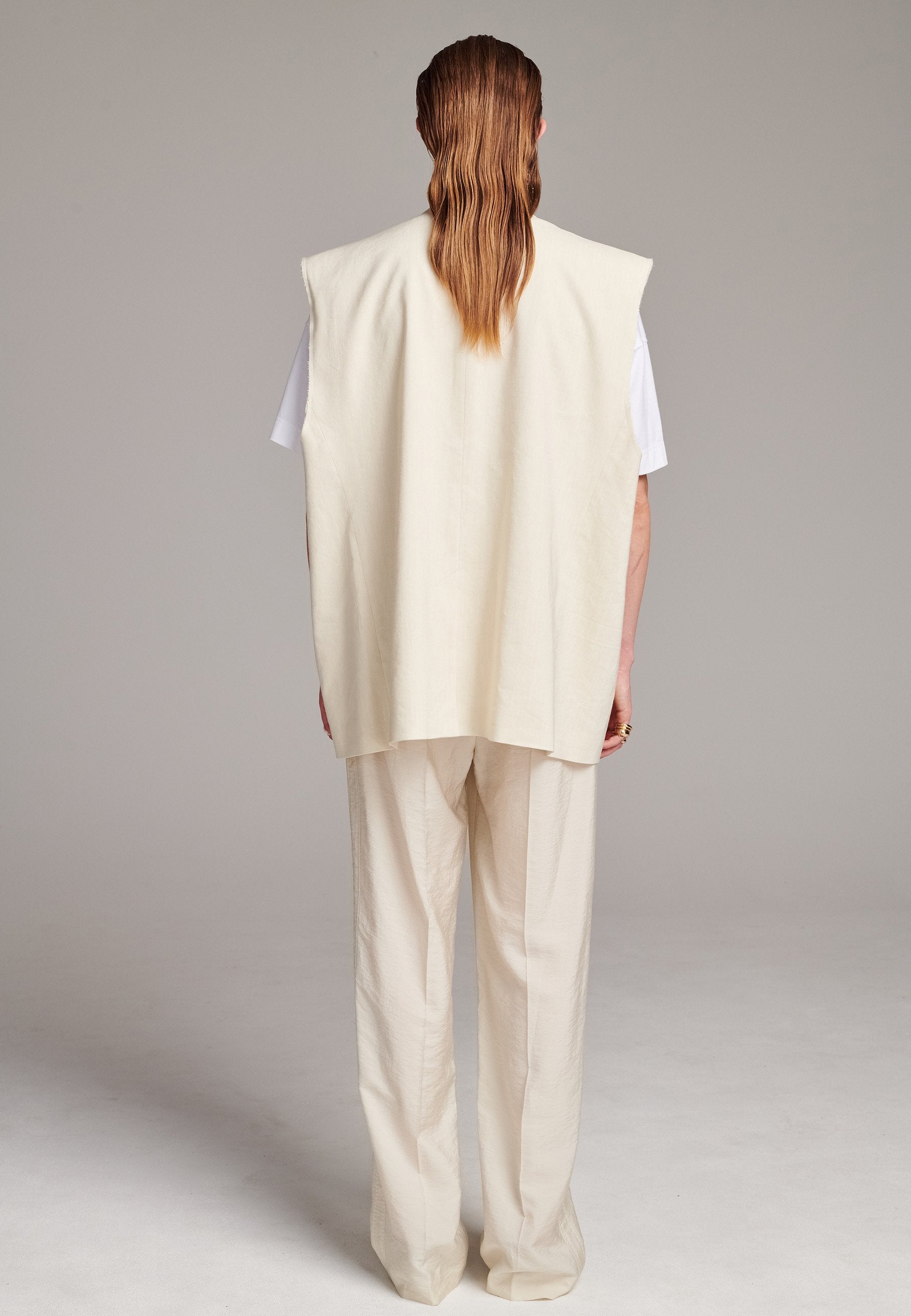 Tux Sleeveless Oversized Blazer Off White – FRENKEN